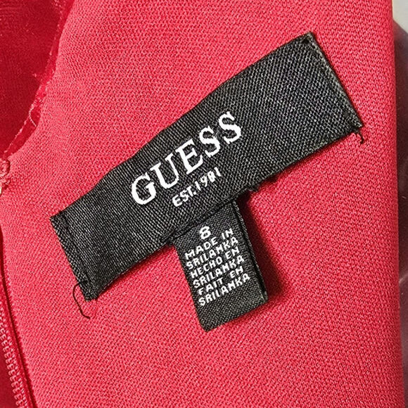 Vintage Inspired Crushed Red Velvet Asymmetrical Dress by Guess Size 8 - Picture 14 of 16